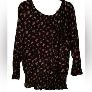 Ruby Ribbon Womens Smock Top Dainty Floral Black XL